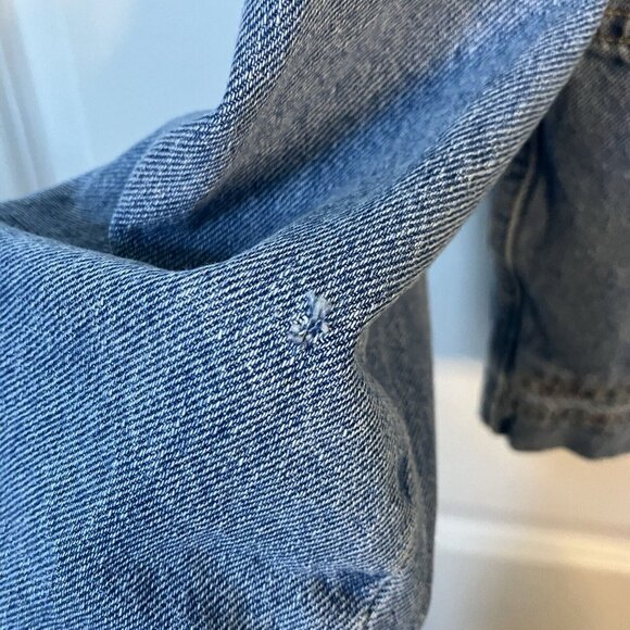 Zara Blue Denim Single Button Oversize Patch Pocket Blazer Shacket Womens L Jean - Picture 3 of 7